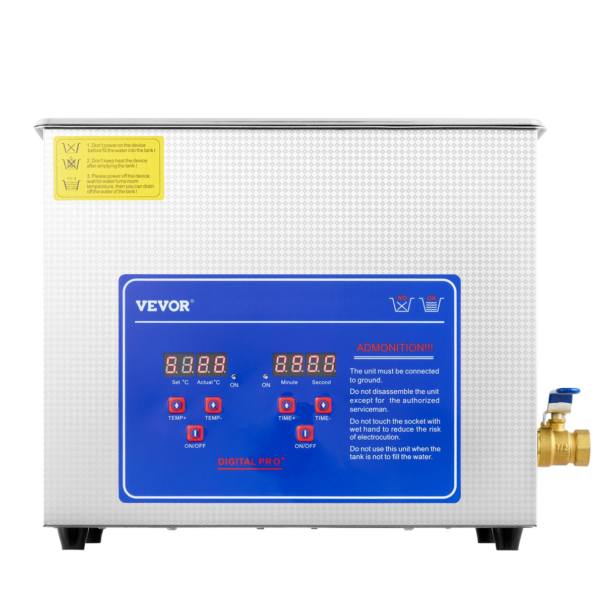 Ultrasonic Cleaner | 6L Stainless Steel Digital with Drain System
