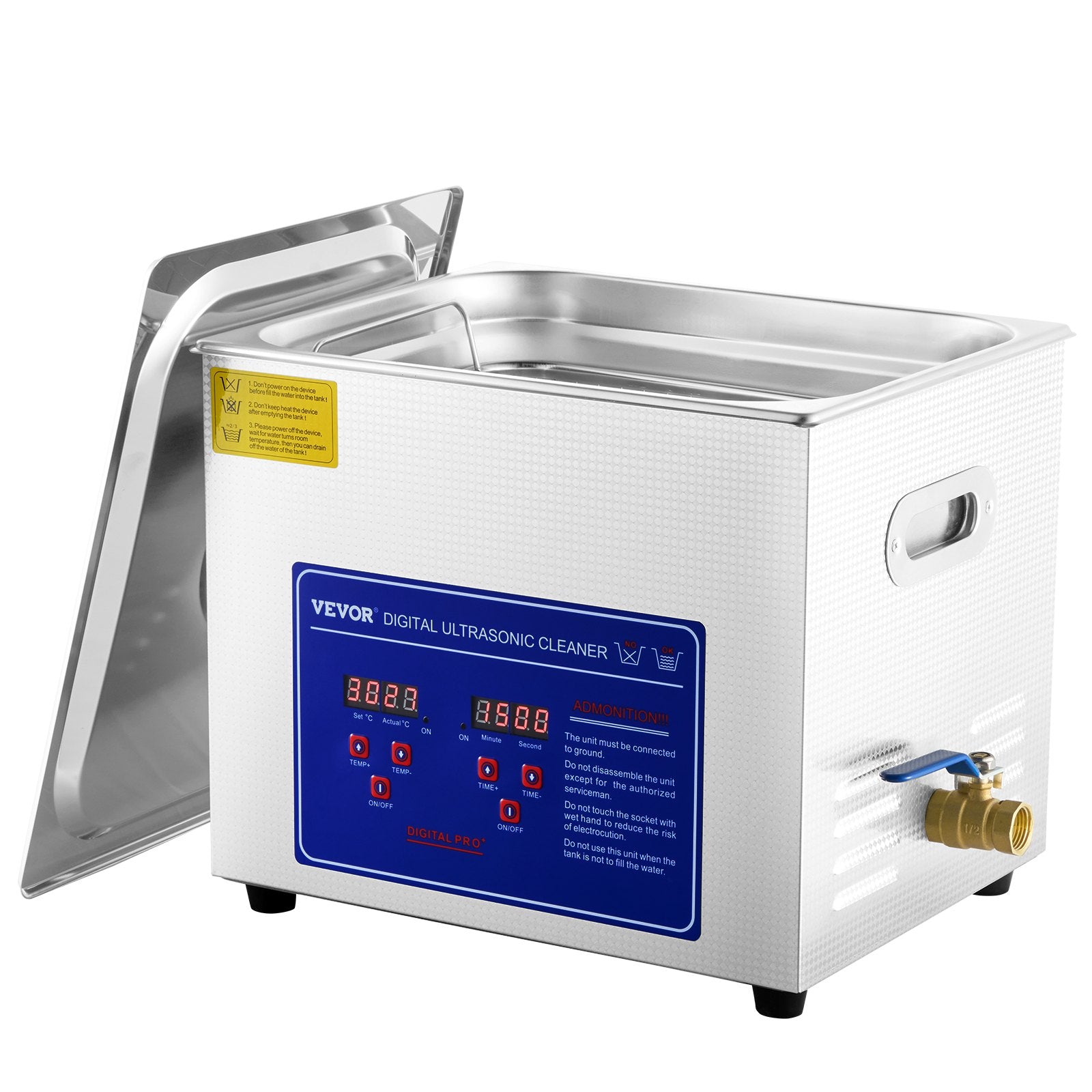 Ultrasonic Cleaner | 10L Jewelry Cleaning Machine with Timer & Heater | Stainless Steel Professional Model