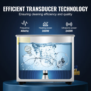 Ultrasonic Cleaner | 10L Jewelry Cleaning Machine with Timer & Heater | Stainless Steel Professional Model