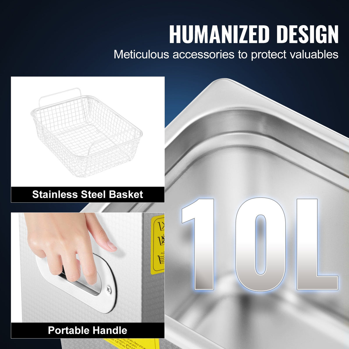 Ultrasonic Cleaner | 10L Jewelry Cleaning Machine with Timer & Heater | Stainless Steel Professional Model