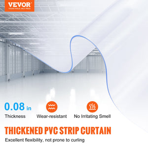 PVC Strip Curtain Roll 150'x8"x0.08" | Clear Smooth Door Strips | For Supermarkets, Garages, Warehouses & Barns