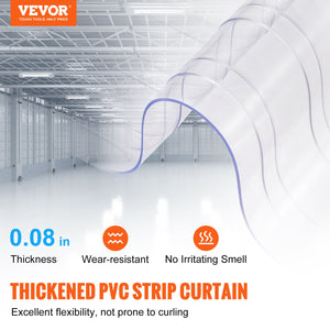 PVC Strip Curtain Roll 164' x 8" x 0.08" | Clear Ribbed Bulk Doorway Curtain