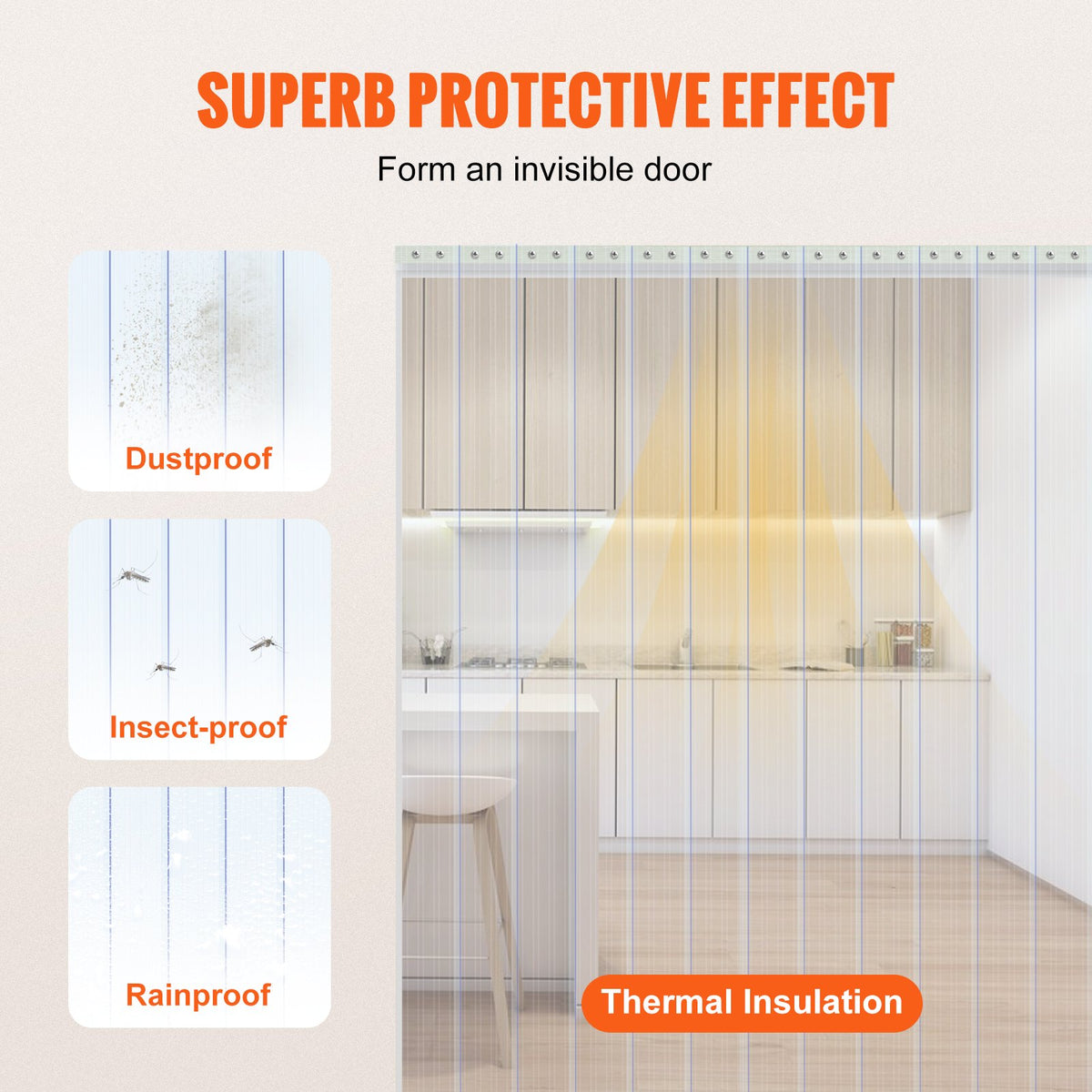 PVC Strip Curtain Roll 164' x 8" x 0.08" | Clear Ribbed Bulk Doorway Curtain