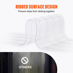 PVC Strip Curtain Roll 164' x 8" x 0.08" | Clear Ribbed Bulk Doorway Curtain