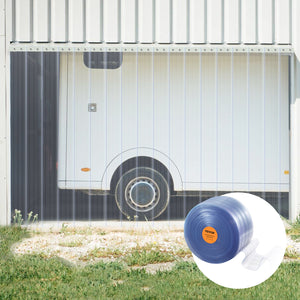 PVC Strip Curtain Roll 164' x 8" x 0.08" | Clear Ribbed Bulk Doorway Curtain