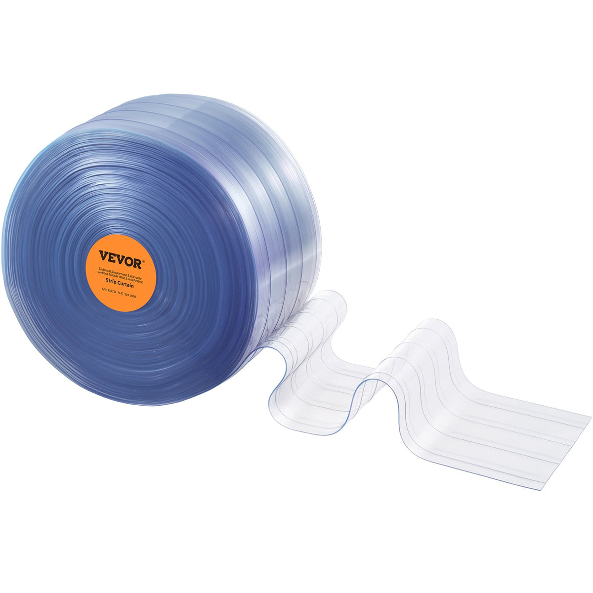 PVC Strip Curtain Roll 164' x 8" x 0.08" | Clear Ribbed Bulk Doorway Curtain