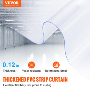 PVC Strip Curtain Roll | 2500cm x 30.5cm x 3mm | Clear Smooth Bulk Doorway Curtain