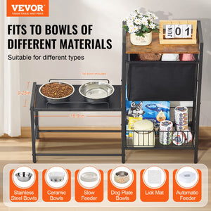 Pet Feeding Station | Raised Dog Bowls with Food & Toy Storage