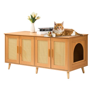 Cat Litter Box Enclosure | Wooden Furniture for 2 Cats
