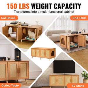 Cat Litter Box Enclosure | Wooden Furniture for 2 Cats