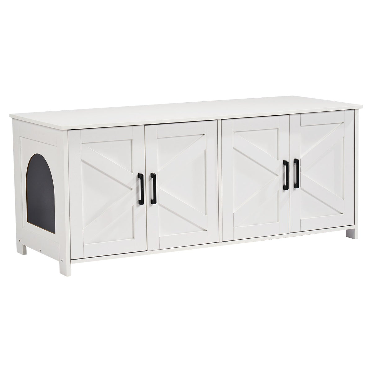 Cat Litter Box Enclosure | 2-Room Wooden Furniture | White