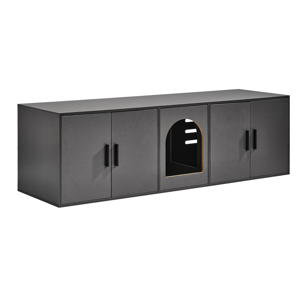 Cat Litter Box Enclosure | Wooden Hidden Furniture | 57.9" Black