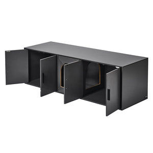 Cat Litter Box Enclosure | Wooden Hidden Furniture | 57.9" Black