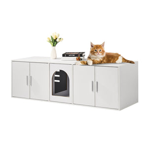 Cat Litter Box Enclosure | Wooden Furniture | 57.9" White