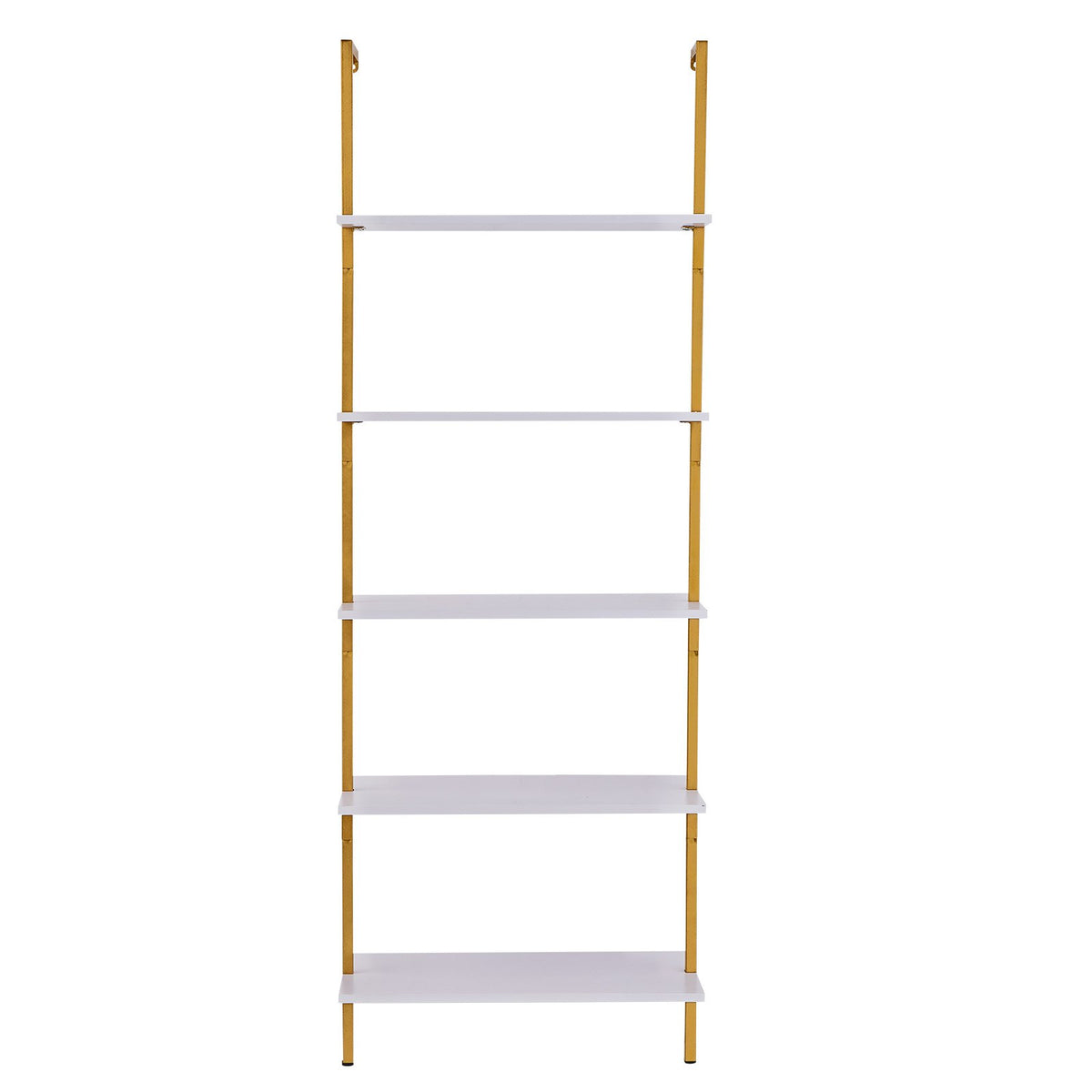 Industrial Pipe Shelf | 5-Tier Wall-Mount | 64x30x182.5cm | Gold/White