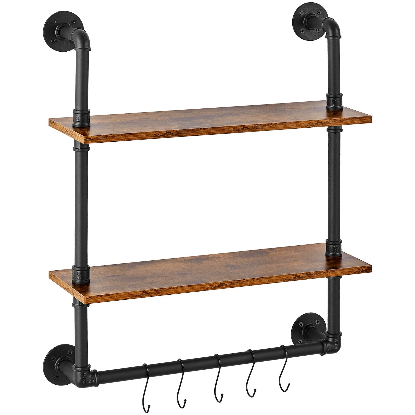 Industrial Pipe Shelf | 2-Tier Wall-Mount | 24x7.87"