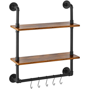 Industrial Pipe Shelf | 2-Tier Wall-Mount | 24x7.87"