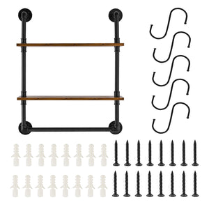 Industrial Pipe Shelf | 2-Tier Wall-Mount | 24x7.87"
