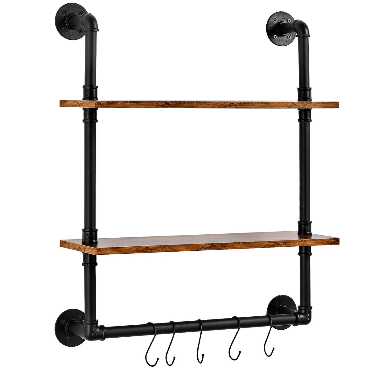 Industrial Pipe Shelf | 2-Tier Wall-Mount | 24x7.87"