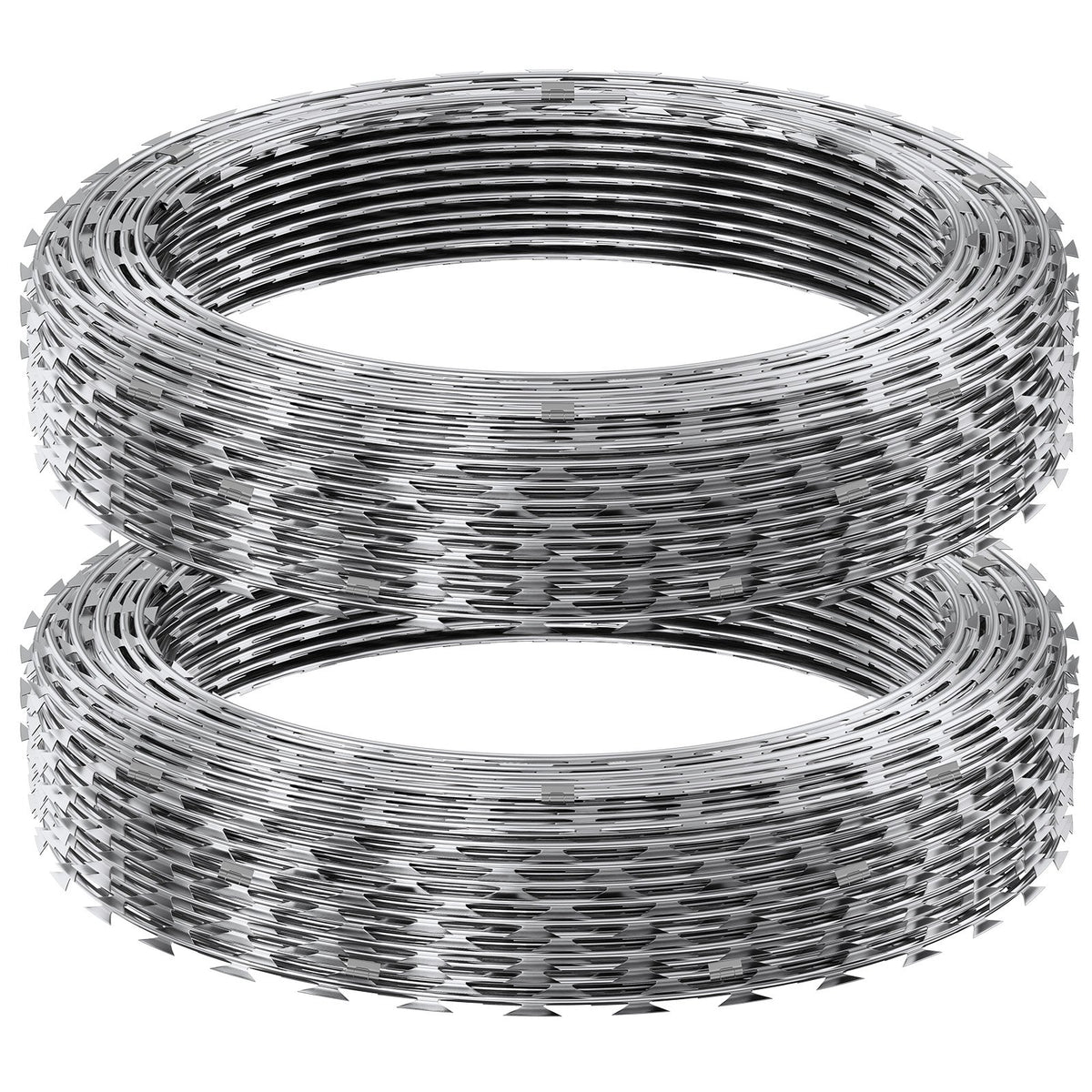 Razor Wire 98FT 2 Rolls | Galvanised Double Spiral Barbed Wire | Garden & Security Fence Razor Ribbon