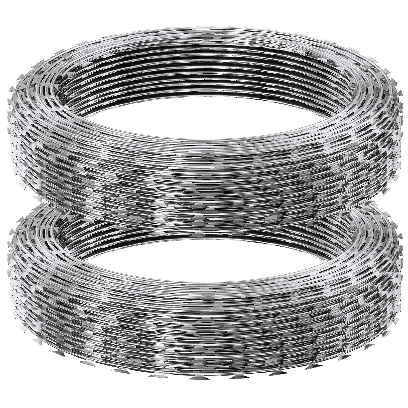 Razor Wire 98FT 2 Rolls | Galvanised Double Spiral Barbed Wire | Garden & Security Fence Razor Ribbon