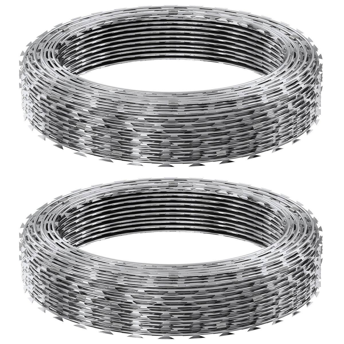 Razor Wire 98FT 2 Rolls | Galvanised Double Spiral Barbed Wire | Garden & Security Fence Razor Ribbon