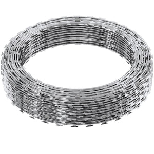 Razor Wire 98FT 2 Rolls | Galvanised Double Spiral Barbed Wire | Garden & Security Fence Razor Ribbon