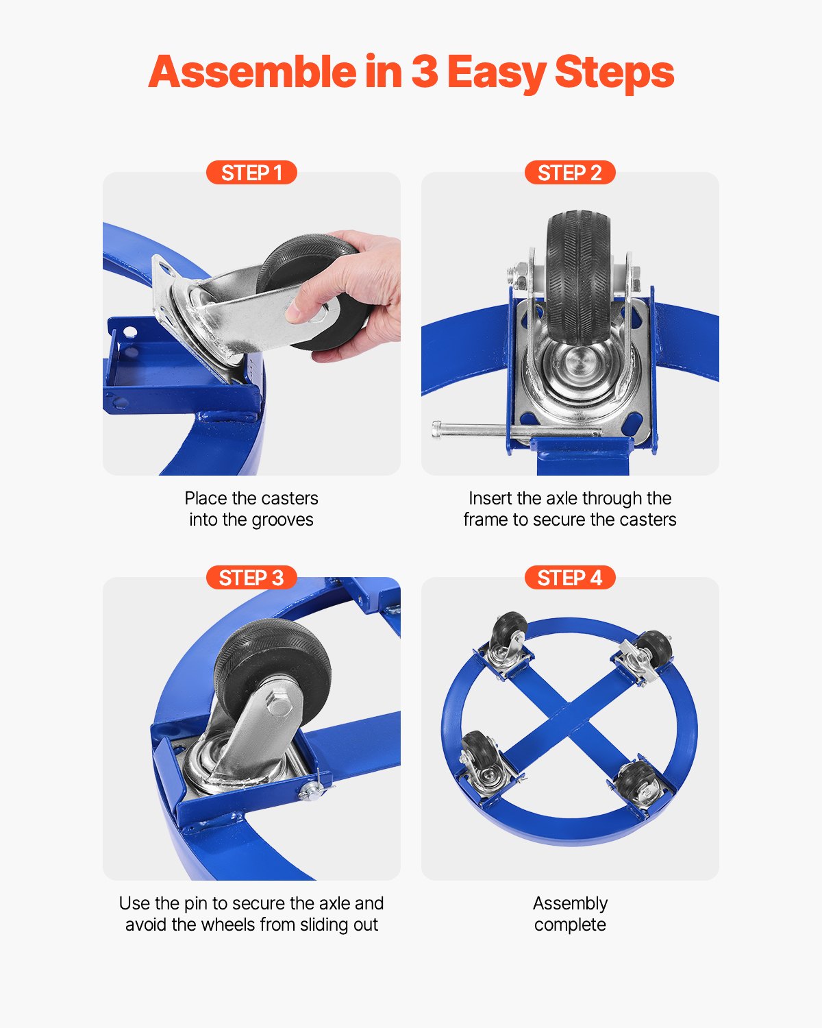 Drum Dolly | 55 Gallon Barrel Dolly Cart with 2000lb Capacity & 4 Caster Wheels