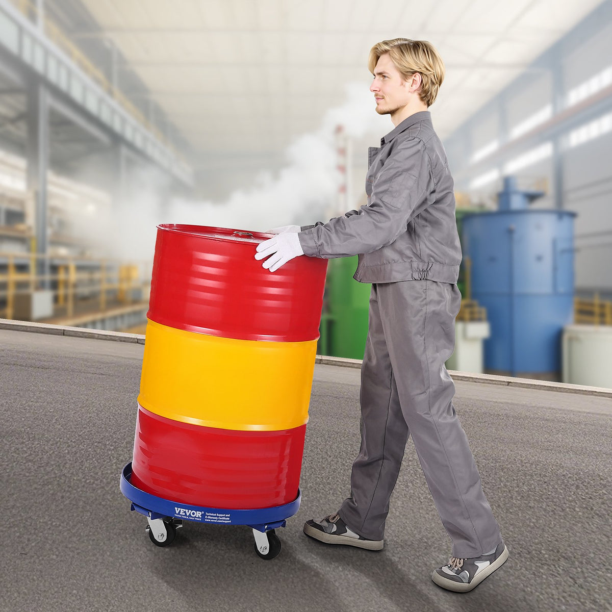 Drum Dolly | 55 Gallon Barrel Dolly Cart with 2000lb Capacity & 4 Caster Wheels