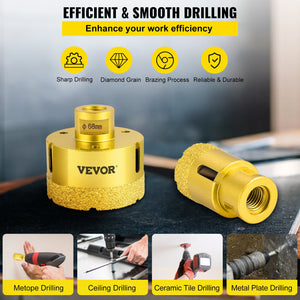 Diamond Drill Bit Set 4 Piece | 25/35/50/68mm Vacuum Brazed Tile Hole Saws with Case