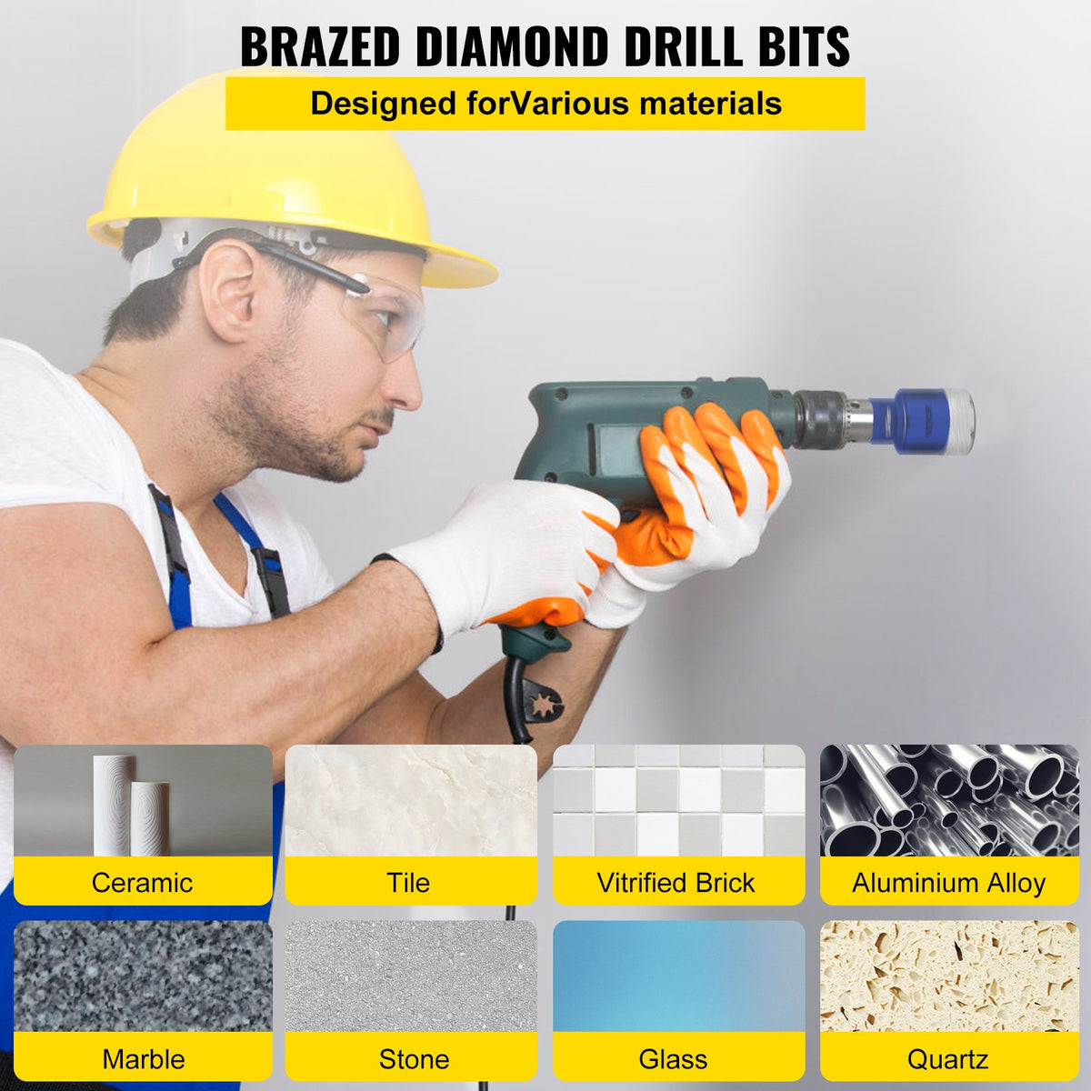 Diamond Drill Bit Set 4 Piece | 35/40/50/68mm Vacuum Brazed Tile Hole Saws with Case
