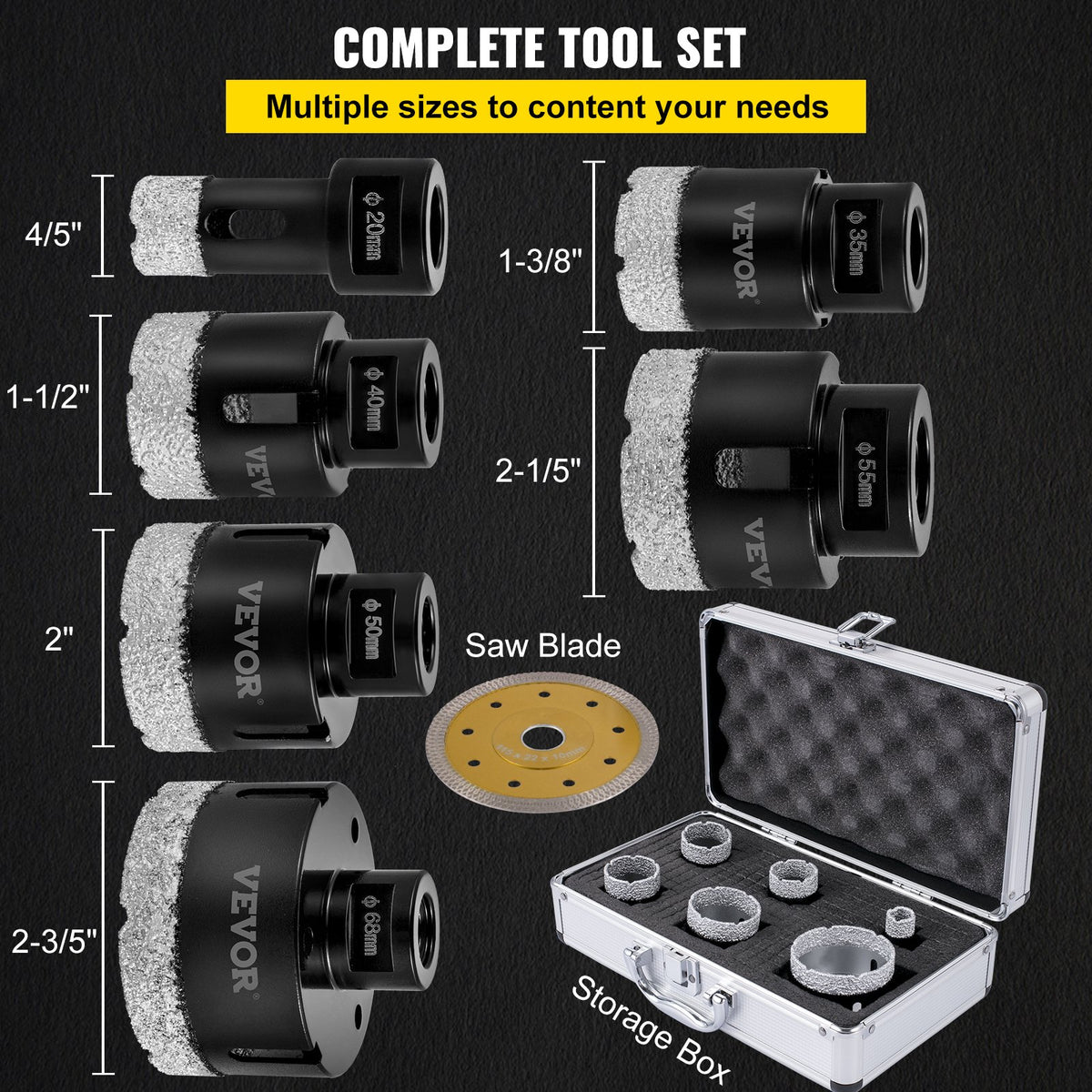 Diamond Drill Bits | 6-Piece Tile Hole Saw Kit with Storage Case