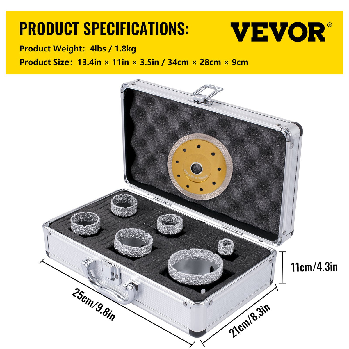 Diamond Drill Bits | 6-Piece Tile Hole Saw Kit with Storage Case