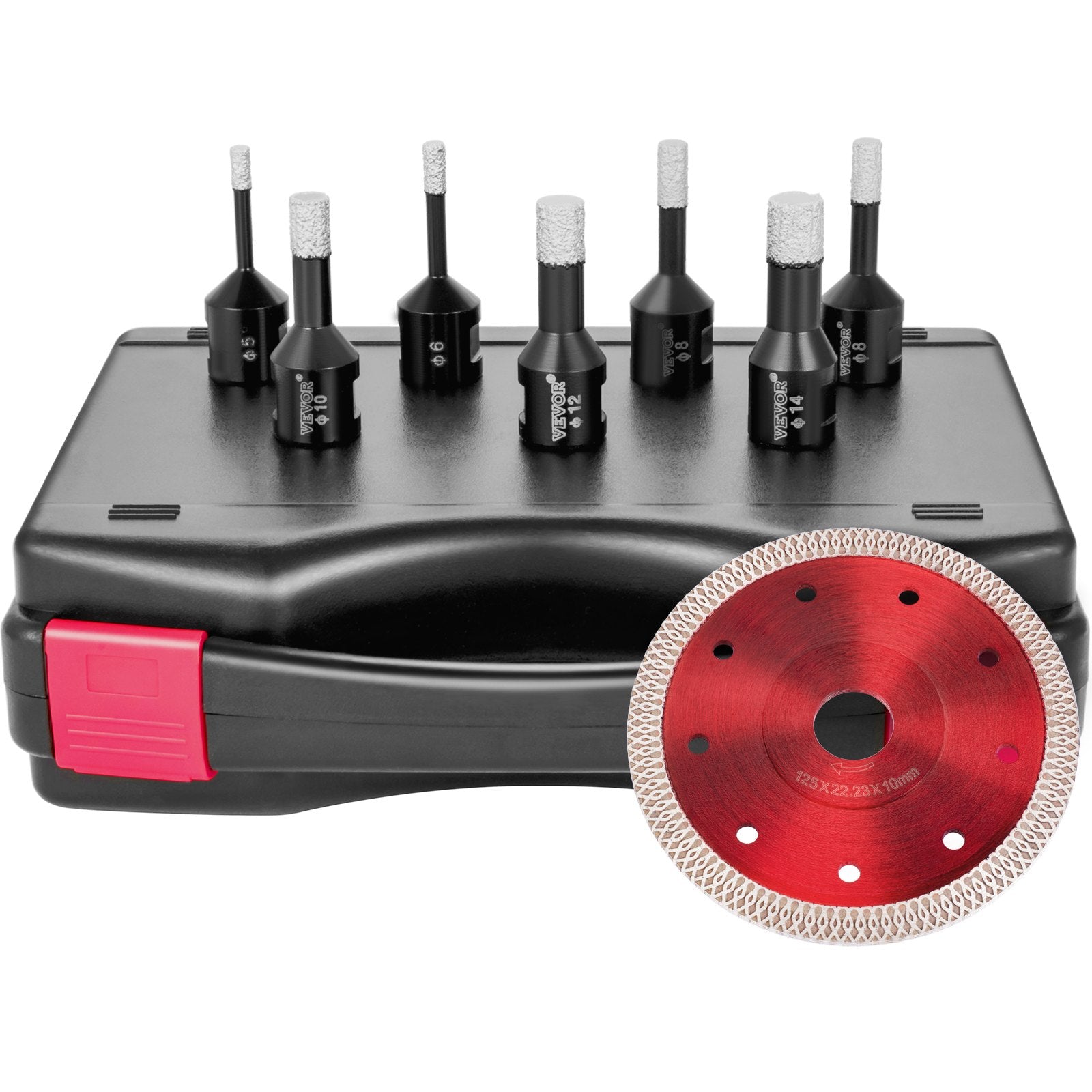 Diamond Drill Bit Set 7 Piece | 6-14mm Vacuum Brazed Tile Hole Saws with Case