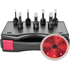 Diamond Drill Bit Set 7 Piece | 6-14mm Vacuum Brazed Tile Hole Saws with Case