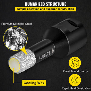 Diamond Drill Bit Set 7 Piece | 6-14mm Vacuum Brazed Tile Hole Saws with Case