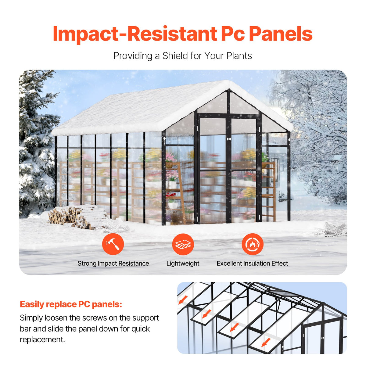 Polycarbonate Greenhouse | 8x14 ft Walk-In Outdoor Garden Greenhouse
