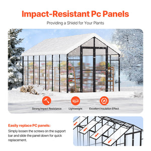 Polycarbonate Greenhouse | 8x14 ft Walk-In Outdoor Garden Greenhouse
