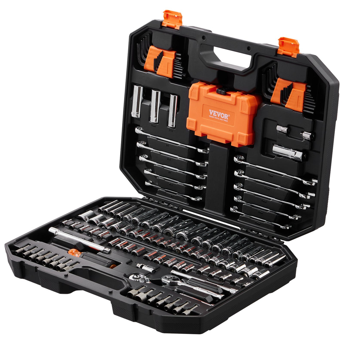 Mechanics Tool & Socket Set | 145-Piece SAE & Metric | 1/4" & 3/8" Drive with Organizer