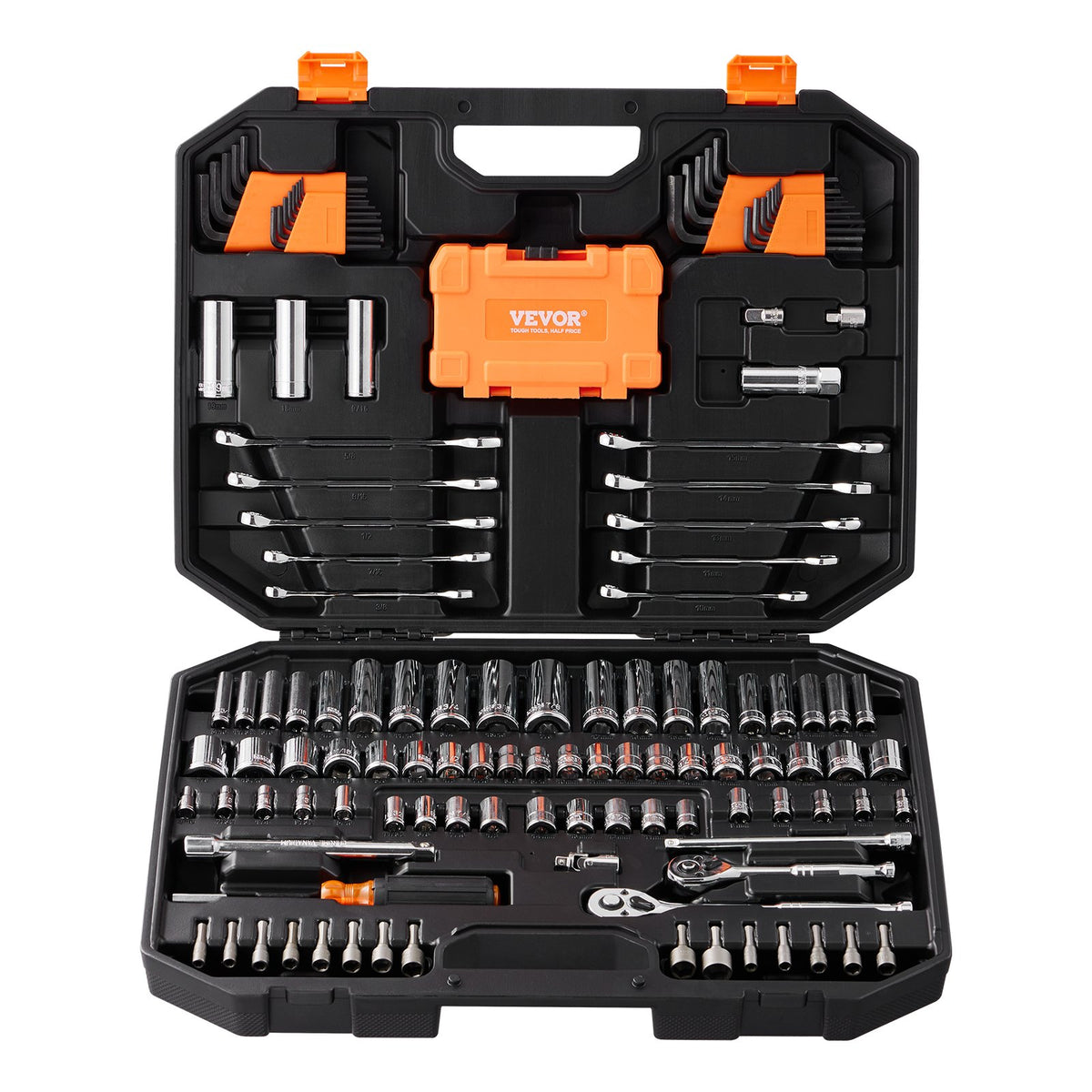 Mechanics Tool & Socket Set | 145-Piece SAE & Metric | 1/4" & 3/8" Drive with Organizer