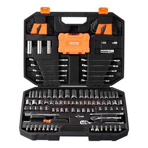 Mechanics Tool & Socket Set | 145-Piece SAE & Metric | 1/4" & 3/8" Drive with Organizer