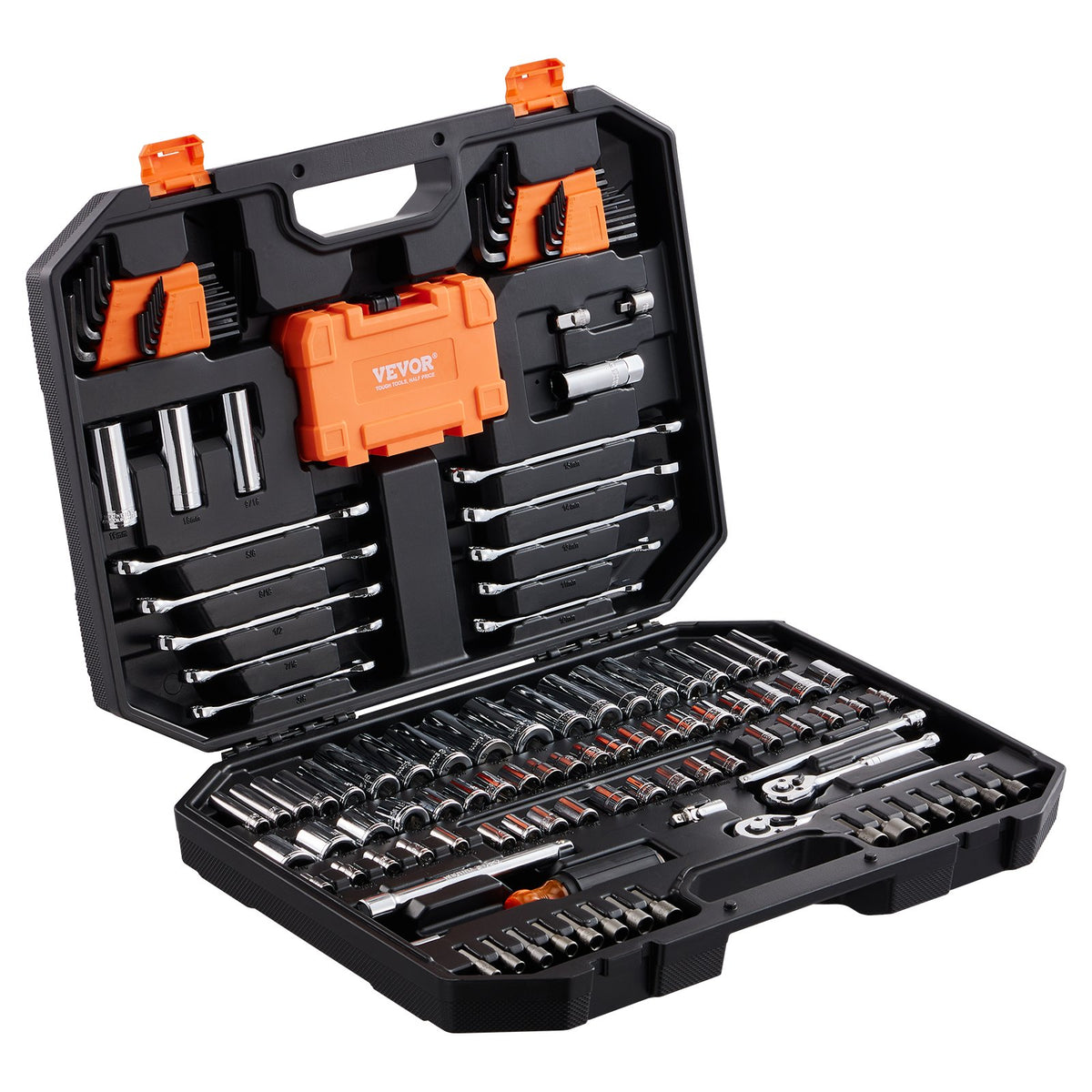 Mechanics Tool & Socket Set | 145-Piece SAE & Metric | 1/4" & 3/8" Drive with Organizer