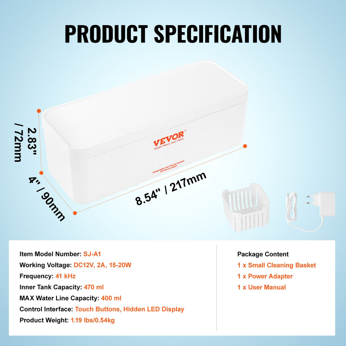 Ultrasonic Jewelry Cleaner | 470ml Portable Cleaner with 4 Timer Modes | For Glasses, Watches & Rings