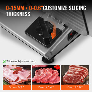 Meat Slicer 180W | 7.5" SUS420 Blade | Adjustable 0-15mm Thickness | For Meat, Bread & Cheese