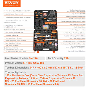Tool Kit | 216-Piece General Household Hand Tools with Case