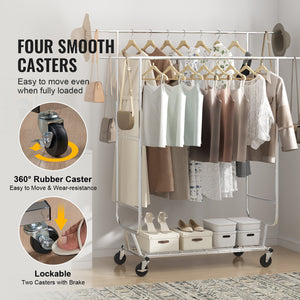 Heavy Duty Clothes Rack | Double Hanging Rod Garment Rack | Adjustable Height with Bottom Storage Shelf