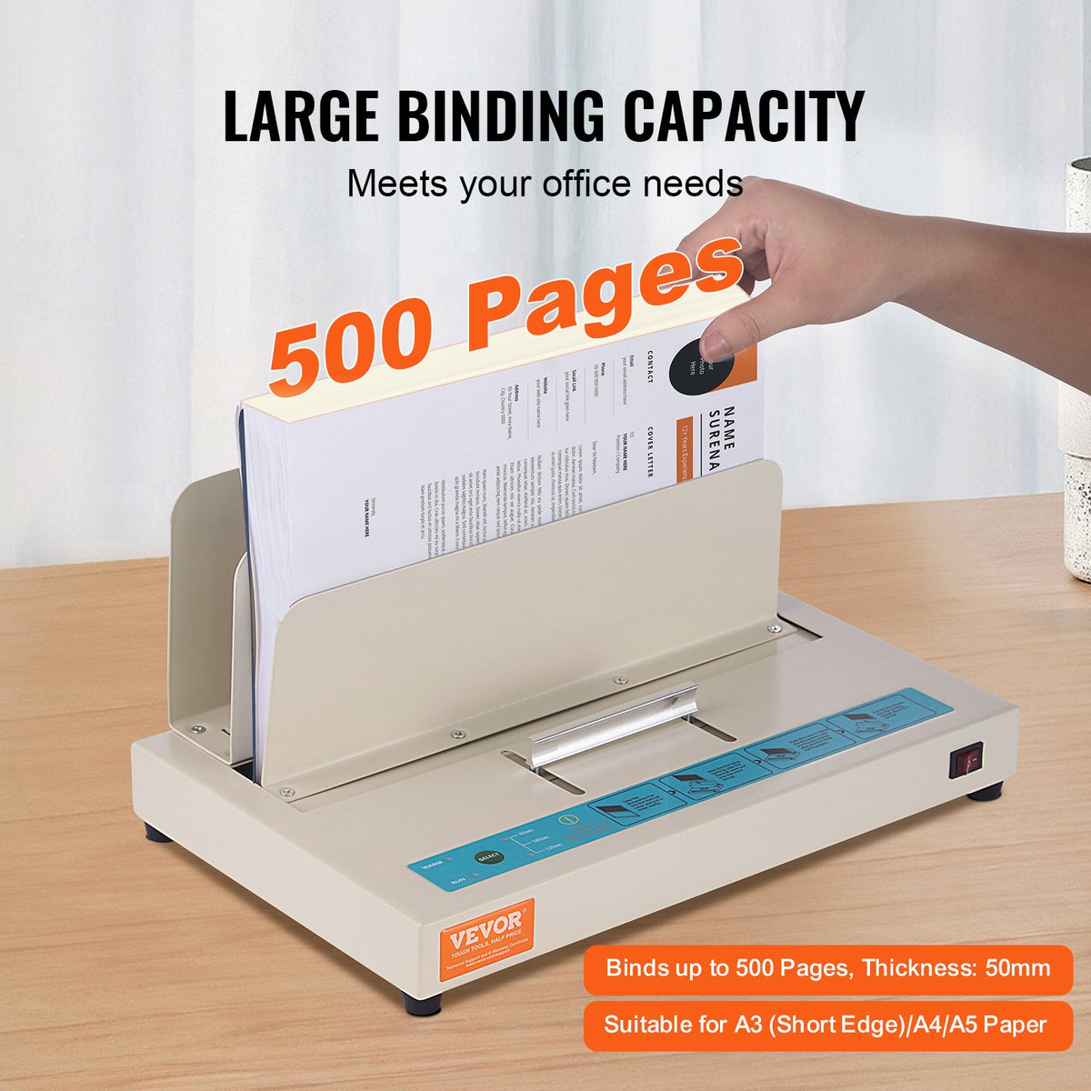 Thermal Binding Machine | 500 Sheet Capacity | Binds A3/A4/A5 Documents