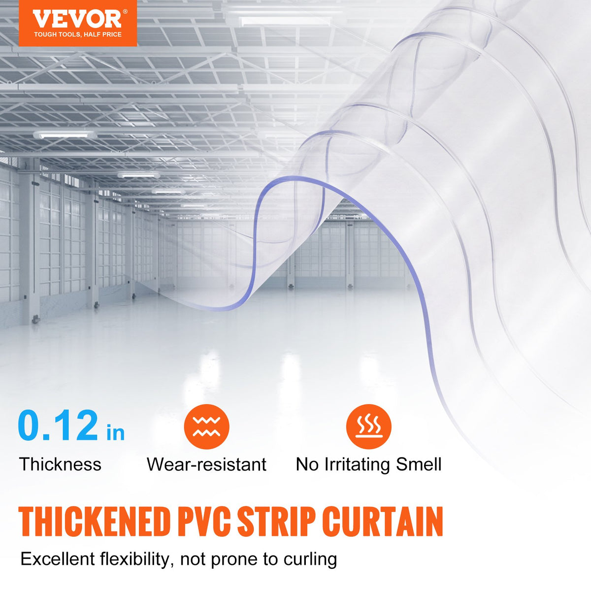 PVC Strip Curtain Roll | 3048cm x 30.5cm x 3mm | Clear Ribbed Bulk Doorway Curtain