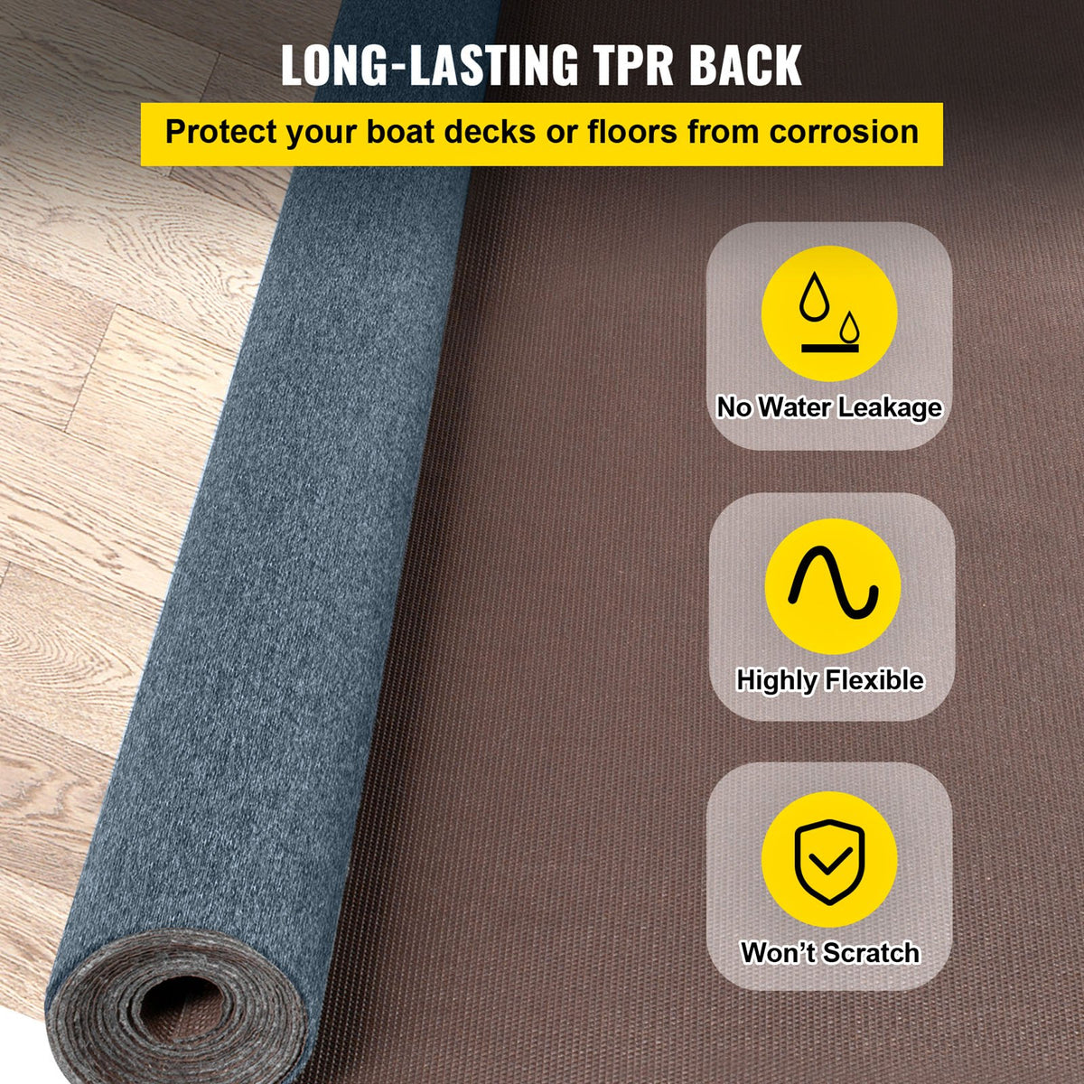 Marine Carpet 6x13FT | Cut Pile Boat & Patio Deck Carpet | Grey | 1.8x4m
