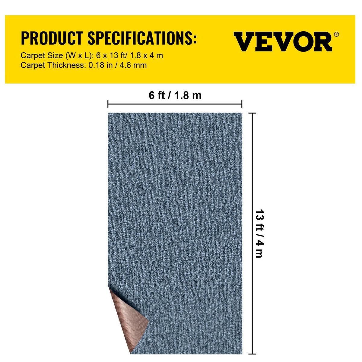 Marine Carpet 6x13FT | Cut Pile Boat & Patio Deck Carpet | Grey | 1.8x4m